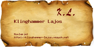 Klinghammer Lajos névjegykártya